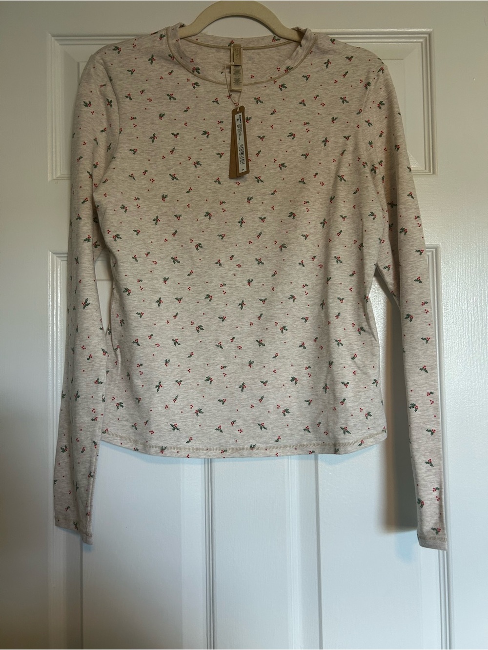 SKIMS oatmeal Heather Holly print